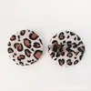 Esponja de maquillaje redonda con estampado de leopardo, logotipo personalizado, esponja para polvo seco, esponja de repuesto para polvos compactos, esponja para polvos sueltos