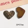 Otoño e Invierno Nuevo Estampado de Leopardo Flocado Rombo Corazón Redondo Resina Media Píldora Parche Pendientes DIY Accesorios para Funda de Teléfono Móvil