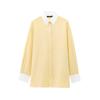 Camisa Feminina Solta Color-Block Manga Longa Ombro Caído Abotoamento Simples Estilo Europeu e Americano 2025 Novo Estilo Transfronteiriço Primavera e Verão
