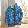 2025temu sitio web independiente otoño e invierno nuevo cárdigan con estampado de flor de anacardo chaqueta acolchada de un solo botón abrigo de algodón para mujer