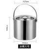 Cubo de hielo de acero inoxidable engrosado, cubo doble para champán, cubo de hielo para vino, cubo de hielo para cerveza, cubo de hielo para utensilios de bar KTV