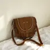 Bolso de axila con flecos de ante artístico transfronterizo, un bolso de hombro de moda nicho y retro para mujer, bolso cruzado versátil y elegante