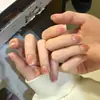 Cor de Blush Simples, Manicure de Menina Delicada e Suave, Unhas Postiças Claras Feitas à Mão Curtas, Unhas Prontas para Usar