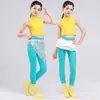 Conjunto de jazz para niñas, top sin mangas amarillo con cuello alto pequeño, leotardo de yoga y gimnasia, ropa de práctica y baile de jazz para niñas