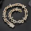 Joyería Hip-Hop Transfronteriza Europea y Americana Collar para Hombre Cadena Cubana Espina Cruzada de 8 Caracteres Zirconia Collar Personalizado Venta al por Mayor
