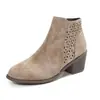 Botas Martin de tacón medio caladas en stock, nuevo modelo otoño 2026, tacón grueso, retro, talla grande, comercio exterior, cremallera lateral, botines para mujer