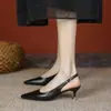 Sandalias de Tira Trasera con Puntera Abierta para Mujer, Estilo Hada Suave, Corte Bajo, Punta Fina, Tacón de Aguja, Zapatos de Moda Individuales, Nueva Llegada Otoño 2026