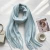 Bufanda de Mohair de Color Sólido Esponjosa Nueva Otoño e Invierno 2024 Chal Grueso de Imitación Cachemira para Mujer Bufanda Cálida Versátil