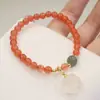 Pulseira de ágata vermelha natural com calcedônia Jade anel único pulseira estilo nacional pulseira de cristal feminina fábrica geração envio