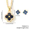 Moxi Transfronterizo Colorido Flor de Trébol de Cuatro Hojas de la Suerte Moda Cobre Incrustado Circonita Juego de Joyería de Pendientes y Collar Venta al por Mayor