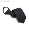 Vestido sin corbata Etiqueta negra Camisa de negocios coreana para hombre Versión estrecha de 7 cm Trabajo Corbata con cremallera Seguridad