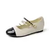 Zapatos Planos para Mujer con Cadena Metálica de Perlas, Punta Redonda, Aumento de 5 cm, Nuevo Estilo 2025, Color de Fragancia Pequeña a Juego, Zapatos Mary Jane