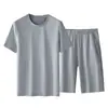 Sensação Super FrescaConjunto de Pijama Masculino de Algodão e Seda Manga Curta Respirável Amigo da Pele Verão Fino Roupas de Casa Masculino