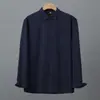 Ropa para Hombre Muqiu Camisa de Trabajo de Manga Larga de Algodón Puro para Hombre, Chaqueta Casual de Color Sólido Holgada de Alta Gama para Viajar