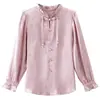 Nuevo top tradicional estilo chino, nuevo modelo de primavera, camiseta de manga larga con botones decorativos, diseño único, blusa elegante y única para mujer