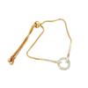 Qiaolanxuan Versión Japonesa y Coreana Pulsera de Plata Esterlina Imitación con Circonita Dorada y Diamantes Completos, Pulsera Elegante de Empuje y Tirón, Moda Versátil, Tendencia, Fábrica