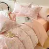 Nuevo juego de ropa de cama de 4 piezas de grado A para 2026, 100% algodón, estampado digital, cepillado, para uso doméstico, algodón puro suave y grueso