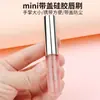 Pincel de Silicone para Lábios Cabo Transparente Pincel para Batom Portátil com Tampa Pincel Profissional para Esfumar Lábios Bálsamo Labial Pincel para Lip Tint Dedicado