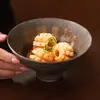 Cuenco de pie alto con esmalte dorado torneado en horno del fabricante, vajilla vintage, cuenco para fideos de uso doméstico, cuenco para sopa, cuenco para comer personal, cuenco para ensaladas