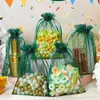 Bolsa de malha verde escura com cordão, bolsa de gaze para amostras de cosméticos, bolsa de presente respirável, frete internacional