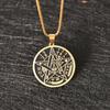 Colgante de acero inoxidable con el sello de pentagrama de Salomón y la Cábala, amuleto con el nombre de Dios de cuatro caracteres.
