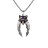 Collar Audaz y Único de Diente de Lobo para Hombres, Colgante de Diente de Perro Negro de Alta Gama, Accesorio para Ropa, Cadena Simple de Hueso de Serpiente