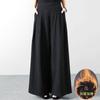 Pantalones Gruesos de Algodón y Lino con Forro Polar para Mujer Invierno 2026, Pantalones Anchos Sueltos de Talla Grande, Pantalones Largos Rectos Versátiles de Cintura Alta