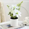 Rosa flor de oceano de duas cabeças, rosa pequena, bonsai miniatura, ornamento decorativo de interior, planta verde artificial, adereço de fotografia para sessões de estúdio