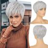 2026Nuevo Producto Transfronterizo de Temu Pelucas Europeas y Americanas, Cabello Corto Rizado con Flequillo Lateral, Set de Peluca de Fibra Sintética para Personas de Mediana Edad y Mayores