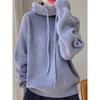Suéter Tricot Confortável Macio Grosso com Capuz 2025 Outono Inverno Novo Quente Slim Versátil Suéter Jaqueta Top para Mulheres
