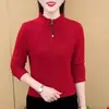 Elegante top básico versátil 2026 primavera/otoño ropa de madre W versátil adelgazante nuevo cárdigan de manga larga con cremallera y cuello alto