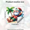 Pegatinas Estáticas de Santa Claus Estilo Vacaciones en Playa Tropical para Dormitorio y Sala de Estar Pegatinas de Decoración de Escena Festiva