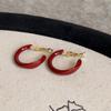 Otoño e Invierno Ankora Rojo Pendiente Pequeño para la Oreja Estilo Té Negro Retro de Alta Gama Pendientes de Anillo Emoxie Pendientes de Diseño Nicho Pendientes