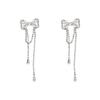 Aretes de borla de circonio de garra de alta calidad con aguja de plata 925 para mujer, temperamento de nicho de lujo ligero, aretes largos, aretes adelgazantes para rostro redondo