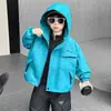 Chaqueta de otoño para niños, elegante abrigo con capucha a prueba de viento e impermeable para primavera y otoño para niños, ropa de montaña para exteriores