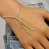 Pulsera de cadena integrada de lujo incrustada con diamantes, pulsera de cadena Y ajustable para dedo y dorso de la mano, estilo nicho de alta gama