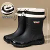 Botas de lluvia de goma deportivas blancas para mujer de longitud media, engrosadas, para exportación, botas de lluvia negras clásicas para mujer