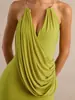 M26D661 Vestido largo strapless asimétrico plisado de estilo nuevo europeo y americano, vestido de fiesta ajustado al cuerpo
