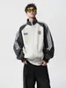 Chaqueta Deportiva de Tres Rayas Estilo Americano para Hombre y Mujer Invierno Tendencia Marca Costura Color de Contraste Chaqueta de Pareja Cárdigan Retro Traje de Béisbol
