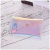 Proveedores de fabricantes tarjetero láser de PVC de moda creativo tarjetero pequeño fresco de botón a presión de colores tarjetero portátil