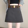 Tiro real Invierno Nuevo Estilo Simple Estilo Dinero Viejo Lana Falda Media Falda Corta Ajustada al Cuerpo Pantalones Mujer con Cinturón
