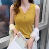 Terno Base Camisa Feminino V-neck Gelo Seda Preto e Branco Camisole Vest Verão sem mangas Sweater Top para Outer Wear