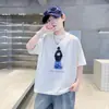 Camiseta de Verano Nueva de Marca Moderna para Niños, Manga Corta Bordada, Top Holgado Casual Elegante Estampado para Niños Mayores, Camiseta Moderna y a la Moda