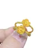 Amuleto de la Suerte Chapado en Oro de Imitación de Alta Calidad Estilo Tiktok Moneda Corazón Anillo Suave Espiga de Trigo para Mujer Anillo de Girasol