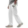 Estación Independiente Transfronteriza Más Vendido Pantalones Casuales de Lino para Hombre, Holgados, Pierna Ancha, Transpirables, Estampado de Palmeras de Coco, Playa Hawaiana