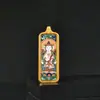 1*3 Ocho Grandes Budas Guardianes de la Vida Zha Ji Manjushri Mahasthamaprapta Wuye Zorro Inmortal Acero de Titanio Colgante Tangka Pequeña Barra de Oro