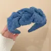 Diadema Vintage de Hilo Azul Klein para Mujer con Corona Alta, Diadema Ancha Fruncida, Elegante Pinza para el Cabello para Lavarse la Cara, Accesorio para el Cabello de Otoño e Invierno