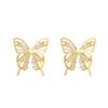 Brincos de borboleta líquida simples europeus e americanos para mulheres, design de nicho de moda, asas de borboleta, brincos assimétricos
