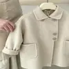 Casaco de Lã para Meninos Jaqueta Infantil Roupas de Inverno 2026 Novo Corta-vento de Comprimento Médio Aconchegante Top de Lã para Meninos Tendência
