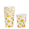 Amazon Copo de Papel Descartável para Bronzeamento com Impressão de Estrelas Decoração de Festa de Aniversário Suprimentos para Jantar 9 oz 250ml